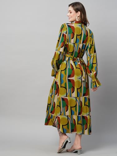 Image of MomToBe Women's Rayon Maternity Dress /Western Dress with Zippers for Nursing Pre and Post Pregnancy (Multicolor ; Large)