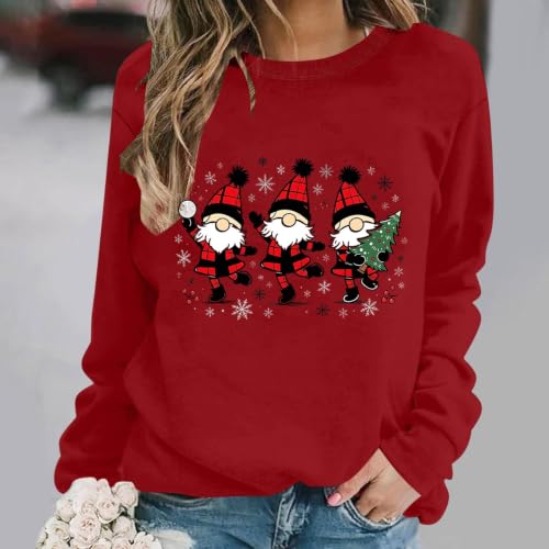 Christmas Sweatshirts for Women Funny Crewneck Santa Oversized Pullover - image 6