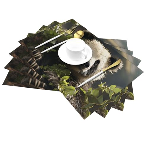 Sets de table tissés Panda de cuisine lavables en PVC antidérapant - 6