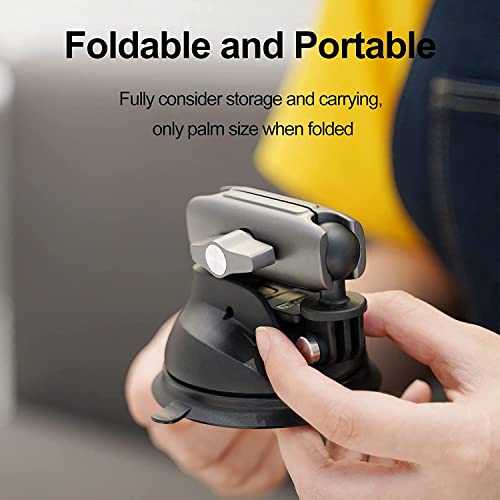 Image of TELESIN Aluminum Alloy Suction Cup Holder Compatible With Gopro, DJI, Insta360, And More Action Cams & Smartphoness