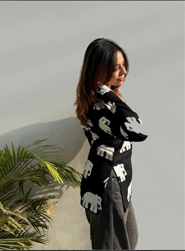 Image of FELISIA Women's Full Sleeves Rayon Printed Square Neck Short Kurti, Bell Sleeves, Short Kurti for Women, Stylish Ethnic Top, Daily Casual Western & Office wear