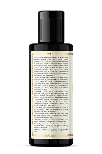 Image of Khadi Organique Shikakai Honey Hair Cleanser Shampoo SLS & Paraben Free | Natural Herbal Formula for Strong & Thick Hair | Itchy Scalp, Anti-Dandruff & Daily Use | 210ml (Pack of 1)