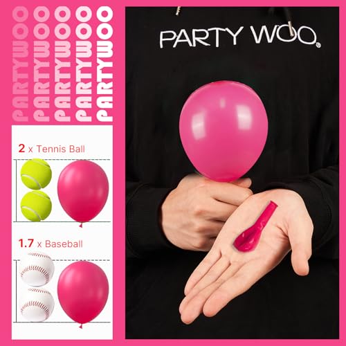 Image of PartyWoo Hot Pink Balloons 100pcs 5 Inch Magenta Fuchsia Balloons for Baby Shower Gender Reveal Engagement Bachelorette Wedding Bridal Shower Anniversary Birthday Party Decorations Pink-Y12