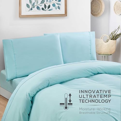 Mueller Luxury 4 Piece Twin XL Sheet Sets - Ultra-Soft 1800 Series, Cooling & Breathable Twin XL Bed Sheets, Hotel Quality Bedding, Deep Pocket up to 16" - Hypoallergenic, Wrinkle-Resistant, Aqua