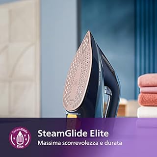 Philips Azur Serie 8000 Ferro A Vapore - 55 g/min Di Vapore Continuo, 240 g Di Colpo Di Vapore, 3000 W, Tecnologia OptimalTEMP, SteamGlide Elite, Azzurro (DST8020/20)