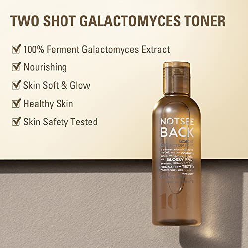 Notseeback Two Shot Galactomyces Rich In Peptides, Minerals, And Amino Acid Facial Toner 200Ml (6.76 Fl.oz.) - Galactomyces Skin Elasticity & Glow Face Toner, Single Ingredient Astringent #TOP2