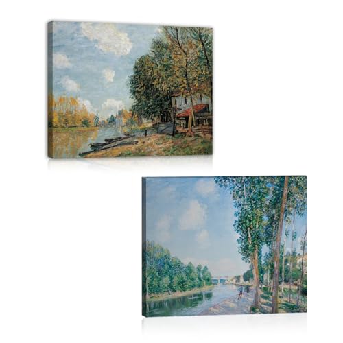 Toile murale Alfred Sisley chef-d'œuvre de paysage sur châssis en bois 40x55cm