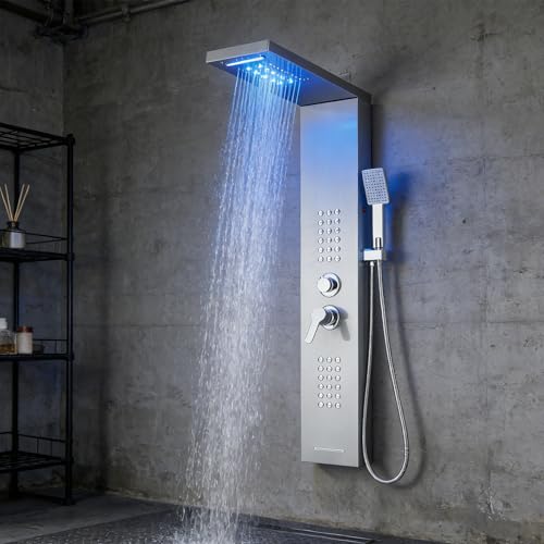 LED Shower Panel Tower System with Rainfall & Jets