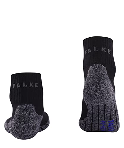 FALKE Men's TK2 Explore Cool Short Hiking Socks, Quarter, Medium Padding, Breathable Quick Dry, Cooling, Lyocell, Black (Black-Mix 3010), 6.5-8.5, 1 Pair2