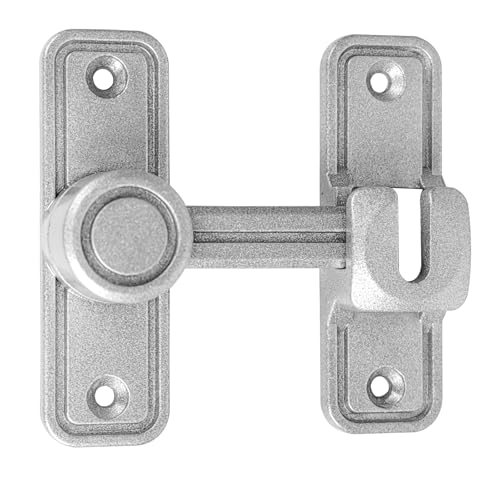 WANLIAN 90 Degree Barn Door Lock Zinc Alloy Heavy Duty Sliding Door Lock for 180 Degree, Silver