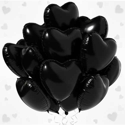 Ballons en aluminium en forme de cœur noir de 45 cm pour décorer vos fêtes de lot de 25