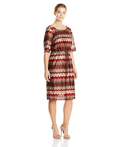 Sandra Darren Women's Plus-Size Zig Zag Printed Knit Dress with Tie
