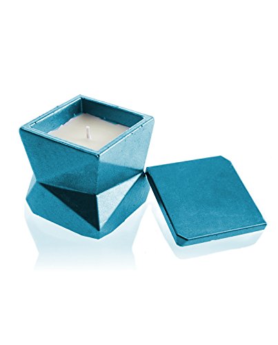 Candellana Candles Candlefort Concrete Candle-Modern III-Blue Metallic, Scent: Lemongrass