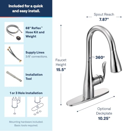 Image of Moen Arbor Chrome Motionsense Wave Touchless One-Handle Pulldown Kitchen Faucet Featuring Power Clean, 7594EWC