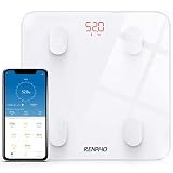 【進化版】RENPHO 体重・体組成計 体重計 Bluetooth対応 スマホ連動 体重/体脂肪率/BMI/皮下脂肪/内臓脂肪/筋肉量/基礎代謝量/骨量/体水分率など測定可能 データ自動グラフ化 iOS/Androidアプリで健康管理・肥満予防・体重管理 ヘルスケア同期 日本語取扱説明書