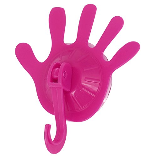Ruilogod Cuisine Salle de bain Shape de paume en plastique Aspiration Crochet Crochet Crochet Fushia