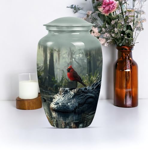 Image of Personalized Cardinal Word - Large Urn - Ashes Urns Human Remains - 10 Inch - Large with Velvet Bag - Burial Urn - Cremation Burial Urns - Funeral Urn Adult Ash - Decorative Urns for Ashes