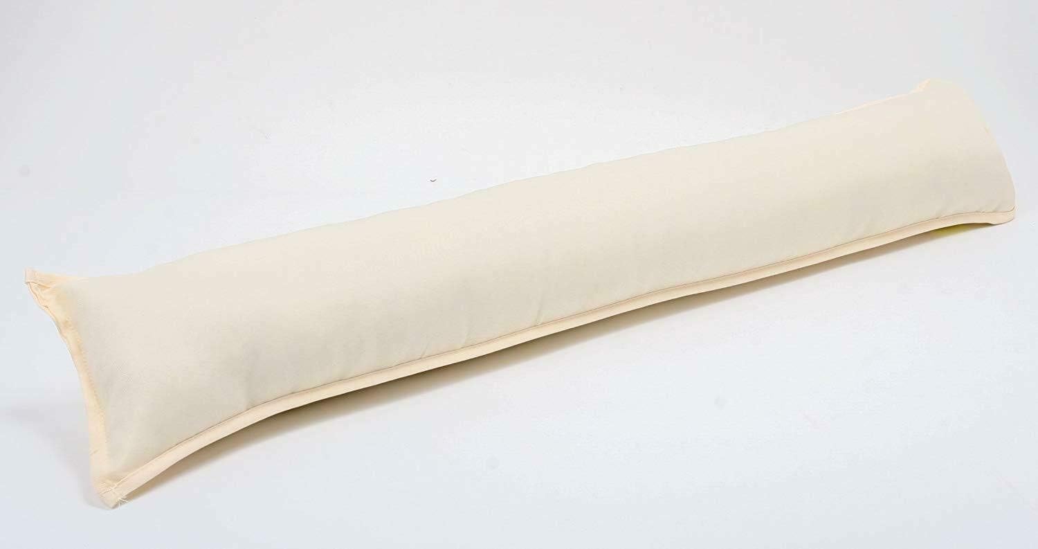 Ultra Soft Plain Fabric Door Draught Stopper | Hollowfibre Filled Draft Xmas Excluder for Windows & Hallways|Energy Saver (Cream)