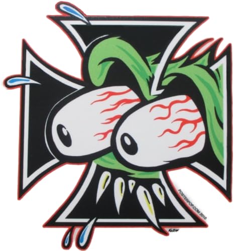 hotrodspirit - sticker croix de malte rat fink oeil autocollant kustom bike