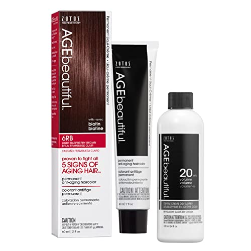 Image of AGE beautiful Permanent Hair Color Cream, 100% Gray Coverage Hair Dye with Biotin Anti-Aging Formula for Fuller, Thicker Hair, Professional Salon Quality