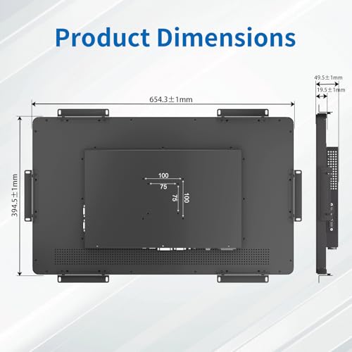Image of 27 Inch Open Frame Touch Monitor, PCAP 10-Point Touch Industrial Touchscreen Monitor, with HDMI /VGA /DVI Interface, Active Matrix TFT LCD,LED Backlight, with VESA Mount