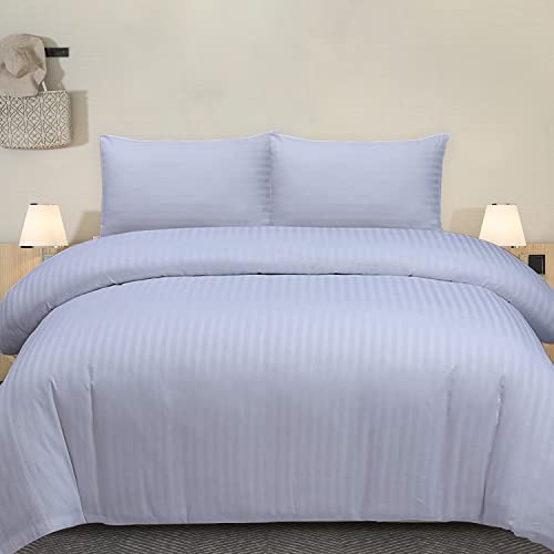 DTEX HOMES 300 Thread Count 100% Egyptian Cotton Satin Stripes Super King Duvet Cover Set Hotel Quality