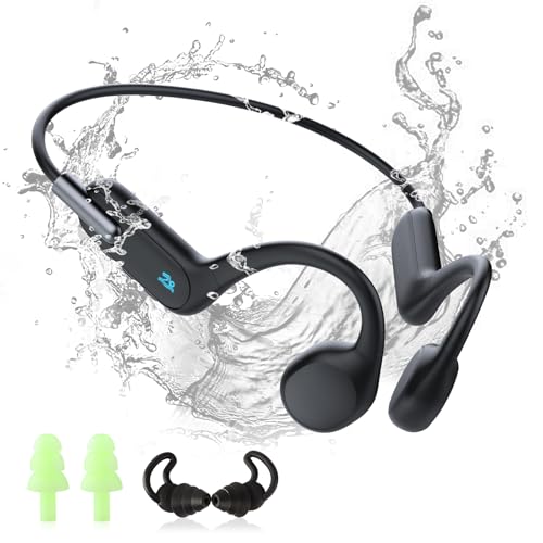 HIFI WALKER IPX8 Waterproof Bone Conduction Headphones with 32GB MP3 Player, Open-Ear Ear Buds for Swimming, Wireless Bluetooth 5.3 Sport Waterproof MP3 Player for Swimming, Running, Workout