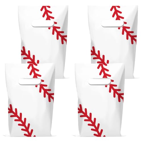 Infankey 50 PCS Baseball Gift Bags Plastic Baseball Goodie Goody Treat Snack Candy Bags Baseball Present Party Favor Bags Baseball Party Bags for Sports Theme Birthday Party Decoration Supplies