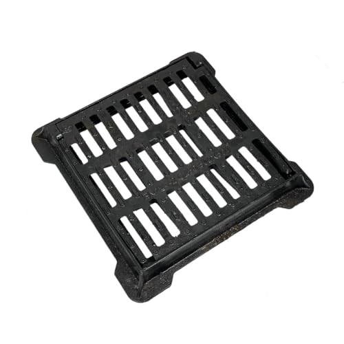 EINSIDE Grille en fonte ductile C250, Grille carré de drenaige concave avec cadre, Équipée d'un système de sécurité avec fermeture à pression, 30 x 30 cm