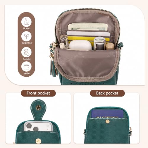 Image of APHISON Small Crossbody Bags for Women, Lightweight Vegan Leather Cell Phone Purse, Cute Purses with Tassels