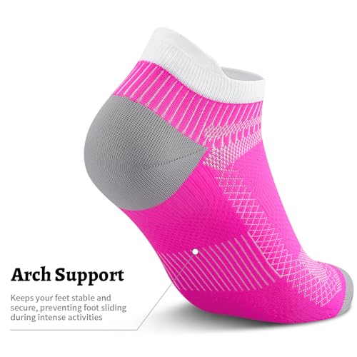 PAPLUS Ankle Compression Sock for Men and Women 2/4/6 Pairs, Low Cut Compression Running Sock with Ankle Support