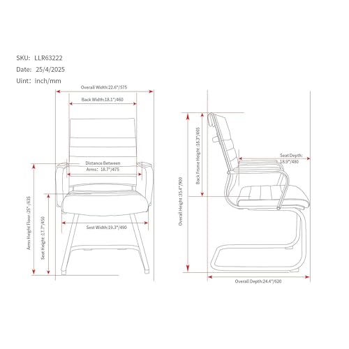 Lorell Tempo Modern Guest Chair, Chrome Frame, Cantilever Base, Low-Profile Arms, Black by Lorell - Used condition - Image 3