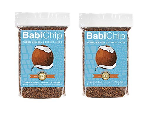 BabiChip Coconut Substrate for Reptiles 12 Quart Loose Small Sized Coconut Husk Chip Reptile Bedding (2 Pack)