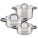 San Ignacio Set 3 cacerolas CON TAPA de vidrio VITA: Ø20x8,5 Ø24x10 Ø28x16,5 cms, acero inoxidable inducción