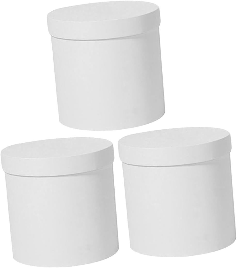 Outanaya Mini round Flower Bouquet Boxes 3 Pack Paperboard with Lids