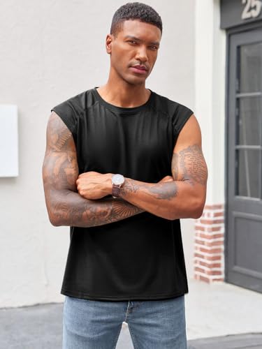 Runcati Mens Sleeveless Tank Tops Workout Cut Off Shirt Athletic Muscle Gym T Shirts3