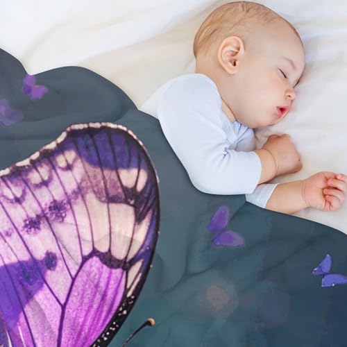 Couverture flanelle douce imprimé papillons violets, cadeau idéal lit - 8