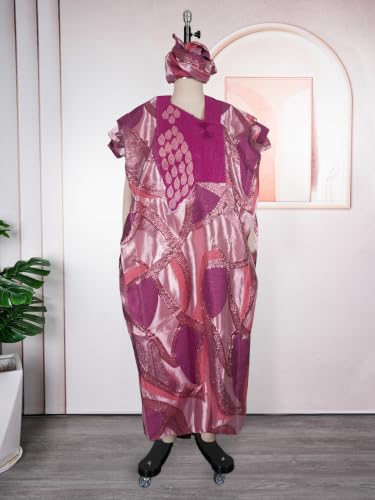 Image of HD African Print Dress for Woman Embroidery Pattern Maxi Dress