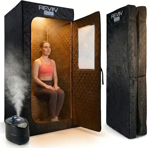 Portable Steam Sauna Box for Home, 1500W Full Body Personal Sauna Tent + Chair, Foldable, XL 71" (Fits 6'2"), 9 Heat Levels, Steam Sauna for Weight Loss, Muscle Recovery, Skin Health & Detox – BioGlow
