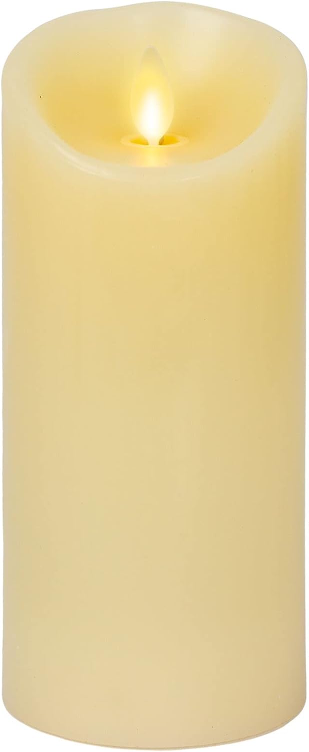 Luminara Flameless LED Battery Operated Ivory Pillar Candle, Flickering Realistic Moving Flame, 3" x 6.5" Real Wax Indoor Home Bathroom Decor Candle