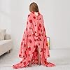 Softan Kids Wearable Fleece Blanket with Sleeves & Foot Pocket for Kids Girls Boys, Lightweight Soft Blanket,Strawberry #2