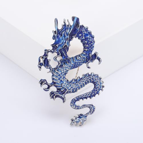 Image of Dragon Brooch Pins for Women, Chinese Dragon Brooch Pin, Lucky Dragon Talisman Brooch Lapel Pin, Bohemian Dragon Brooches Pins for Women Hat Bag Suit Dress Accessories