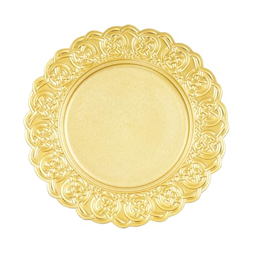100 Platos Cargadores Plásticos Oro 13 Pulgadas Redondos miniatura 1