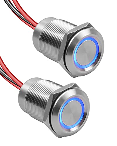 12V Light Dimmer, 6A DC 12V PWM Dimmer Switch for RV Car Boat Dimmable Strip Rope Light, 3/4 Inch Drill Hole Stainless Press LED Light Dimmer Switch, 2 Pcs