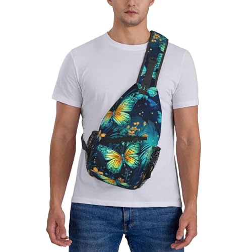Mochila cruzada ligera unisex con patrón de mariposa forestal miniatura 7