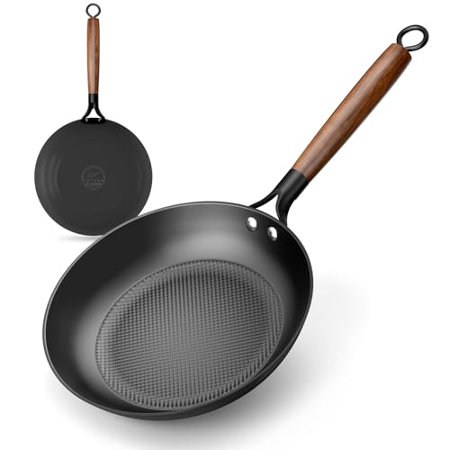 YUTANN Gusseisenpfanne, Nonstick Frying Pan, Pfannen 20cm mit Abnehmbarer Holzgriff, PFAS-Frei, PFOA-Frei, Beschichtete Pfanne Für Oven Gasherd Induktion