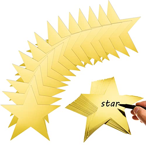 Image of 120 Pieces Stars Cutouts Gold Double Printed Star Cutout Aluminum Foil Paper Star Confetti Cutouts 6 Inch Large Glitter Stars Decorations for Bulletin Board Classroom Christmas Wedding Party Supplies