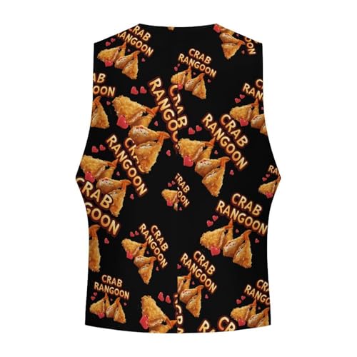 Crab Rangoon Men's Suit Vest Waistcoat Vests Formal Dress with 2 Pockets for Business Casual Tuxedo4