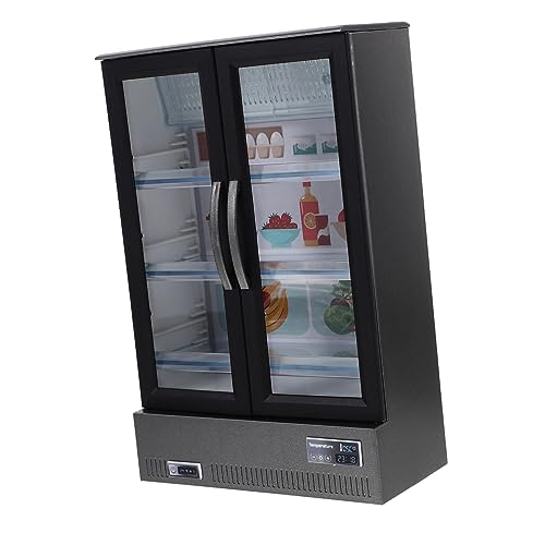 CIYODO de Nevera Miniatura para Casa de Muñecas Decoración de Frigorífico Doble Puerta Accesorio Artesanal para Muebles de Mini Hogar Color Plata Gris