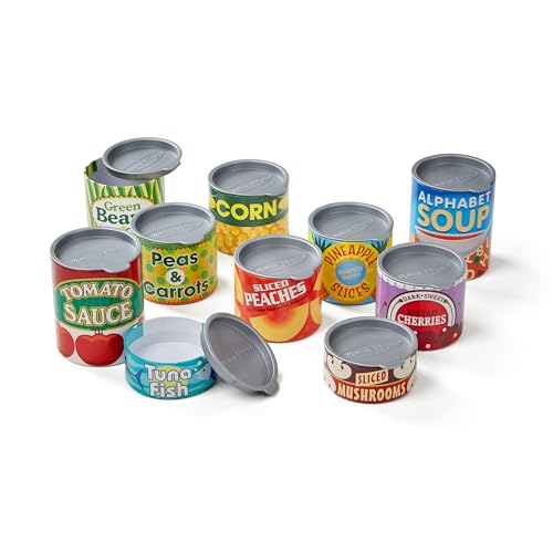 Melissa & Doug Let's Play House! Grocery Cans (Pretend Play, Pop-Off Lids, Sturdy Cardboard Construction, 10 Cans) (Multicolor)